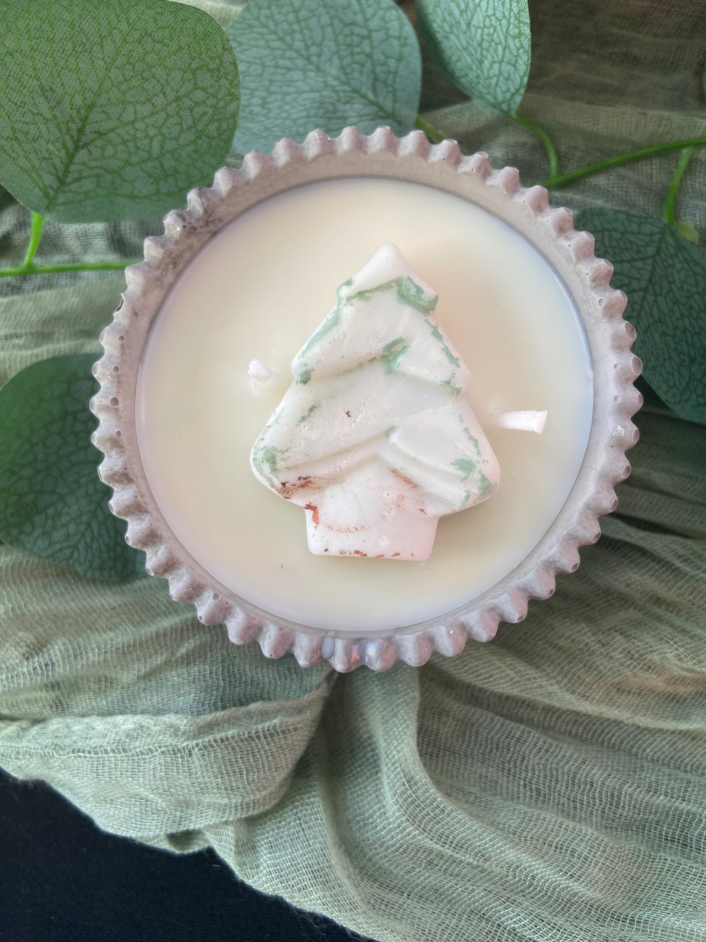 Organic Soy Wax, 2 Wick, Christmas Tree, Pine Scented Candle in Eco-Resin Holder