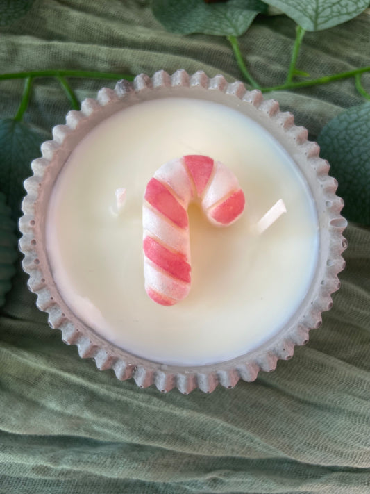 Organic Soy Wax, 2 Wick, Candy Cane, Peppermint Mocha Scented Candle in Eco-Resin Holder